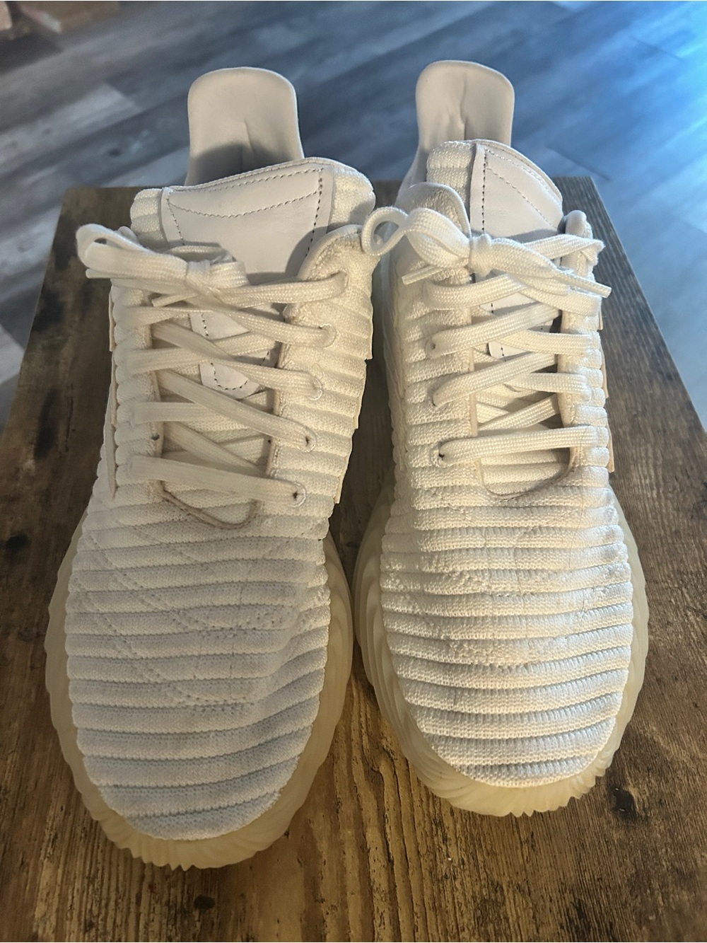 adidas Sobakov soccer White Knit Low-Top Sneakers